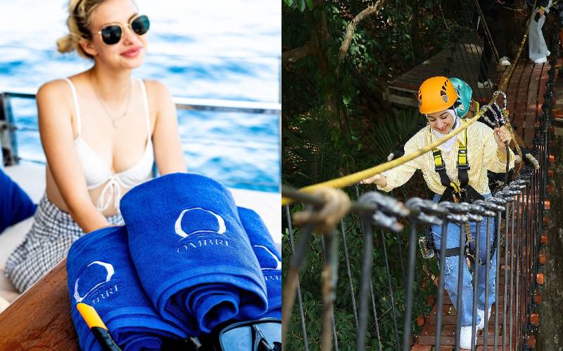 Zipline fun and sailing on the sea.